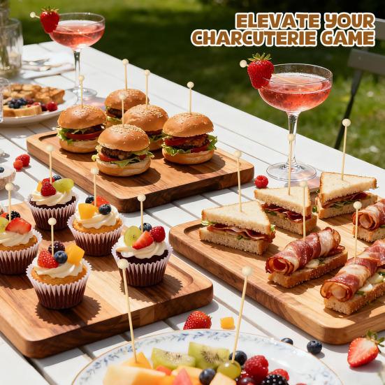 100/200 шт. Деревянные шарики-зубочистки, длинные коктейльные шпажки, шпажки для закусок, выпечки, украшения с прочными полированными головками