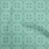 Cotton Poplin Dusty Teal Green Fabric Asian Tile Traditional Quilting Supplies Print Sewing Fabric By The Yard 42 Inch