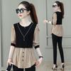 Women's T-shirt Spring Autumn Clothing New Fashion Fake Two-piece Top Round Collar Long Sleeve Bottoming Shirt