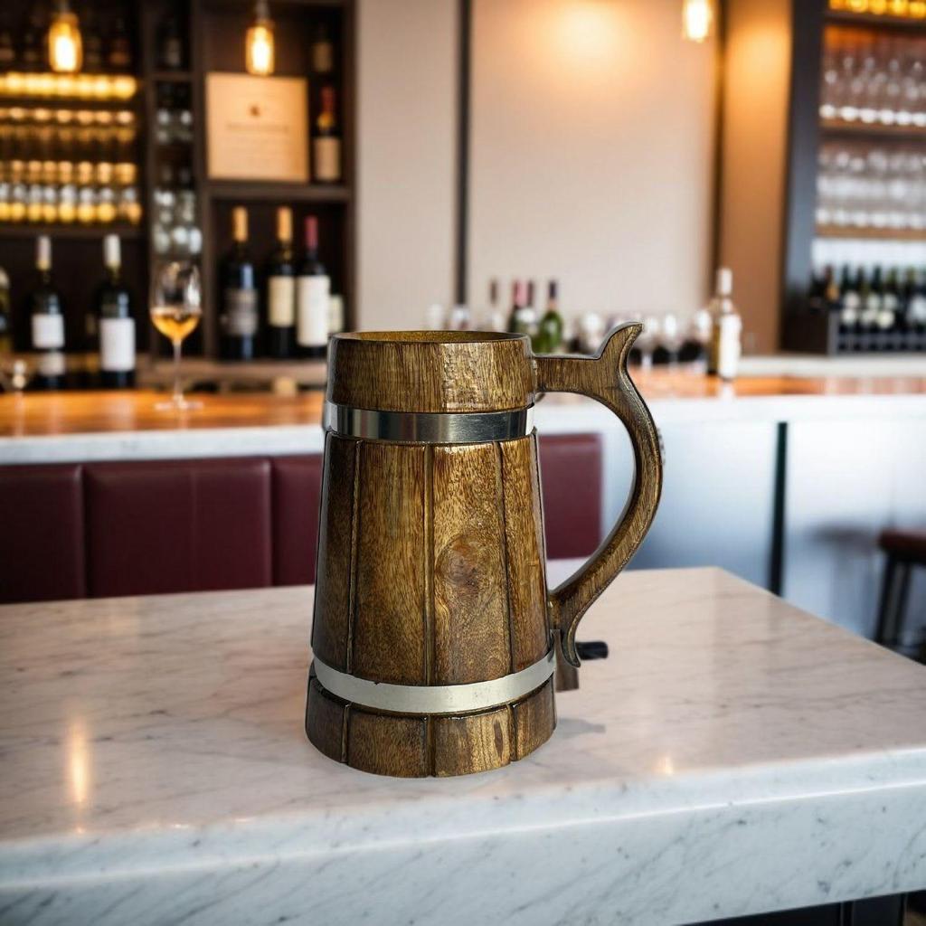 Деревянная пивная кружка ручной работы объемом 500 мл, манговое дерево с отделкой «Шишам», в стиле бочки, легкая и прочная, для крафтового пива, домашнего бара, кафе, вечеринки, подарка