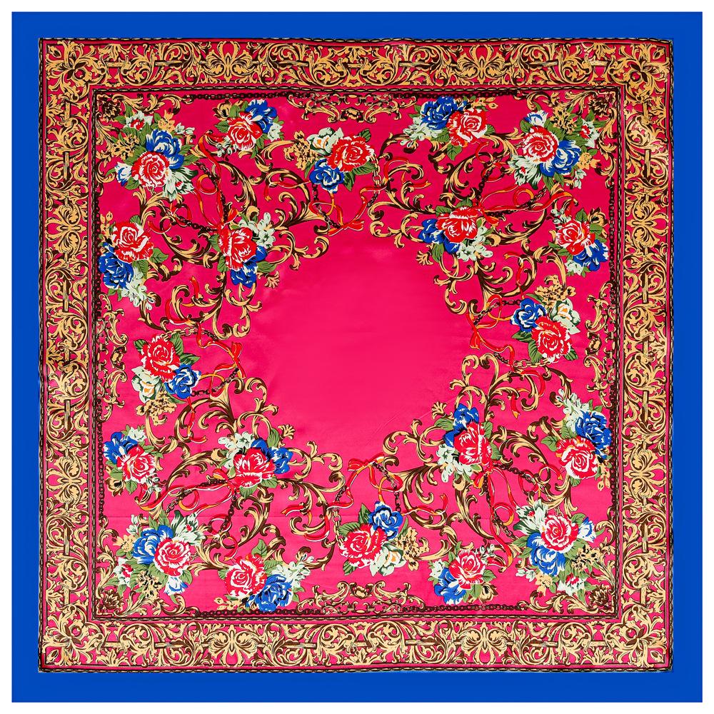 Luxury Four Leaf Clover Flower Headband Hijab Bandana Women Satin Silk Scarf Shawl Foulards Femme Square Scarves Wraps 90*90CM