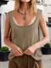 Women's Scoop Neck Loose Fit Tank Top Cotton Oversized Sleeveless Tee