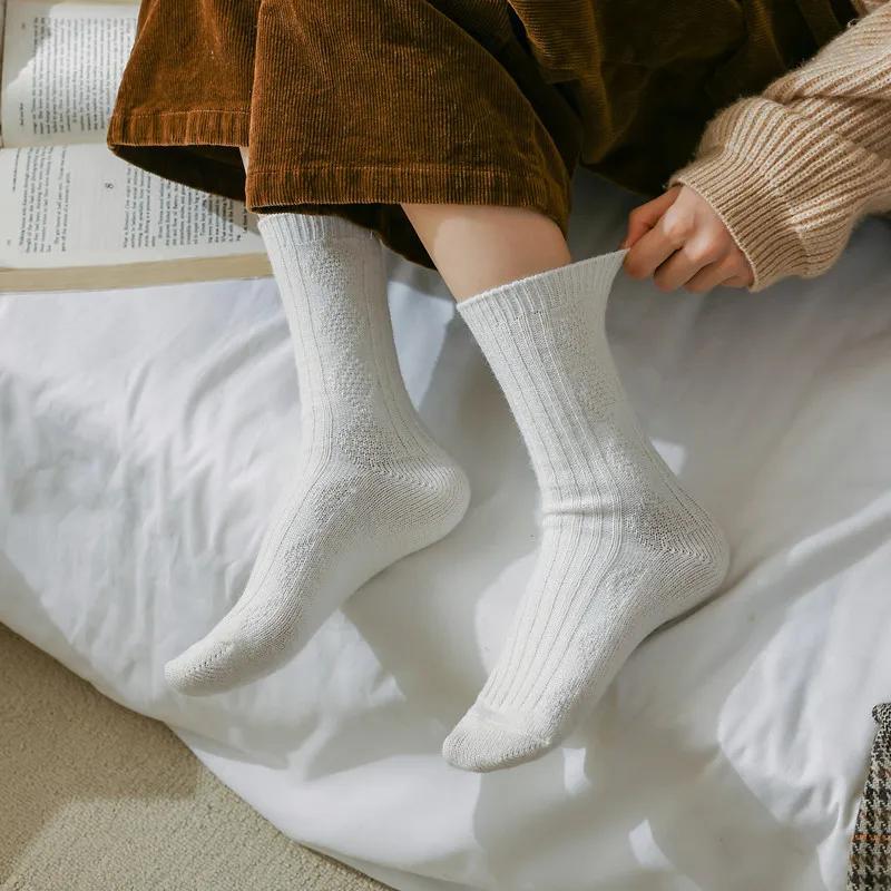 1 пара новых носков из кашемировой шерсти белого цвета женские зимние утолщенные теплые носки харадзюку милые термоноски японская мода однотонные