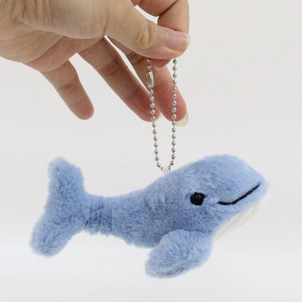 Cute Cetacean Pendant Cartoon Marine Organism Keyring Lovely Plush Stuffed Whale Keychain  Gift