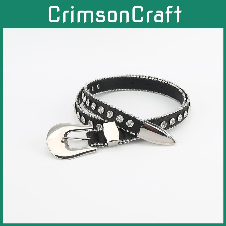 Elegant Water Diamond Decorated Womens Faux Leather Belt For Jeans And Casual Wear