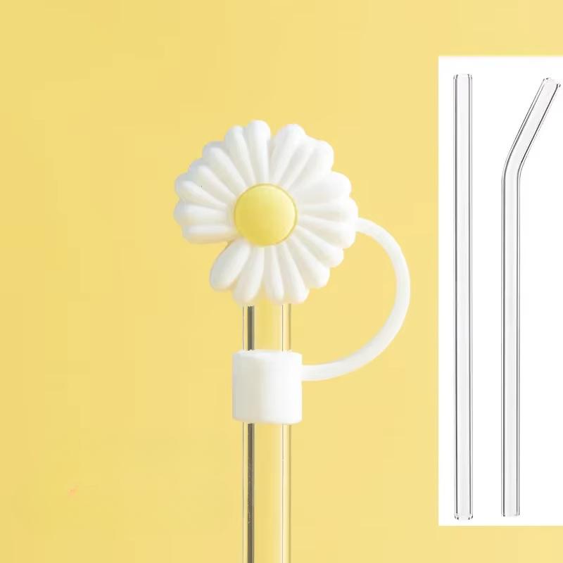 6-8mm Cute Cartoon Silicone Straw Tips Creative Straw Cover Drinking Dust Splash Proof Straw Plugs Sealing Tools Cup Accessories