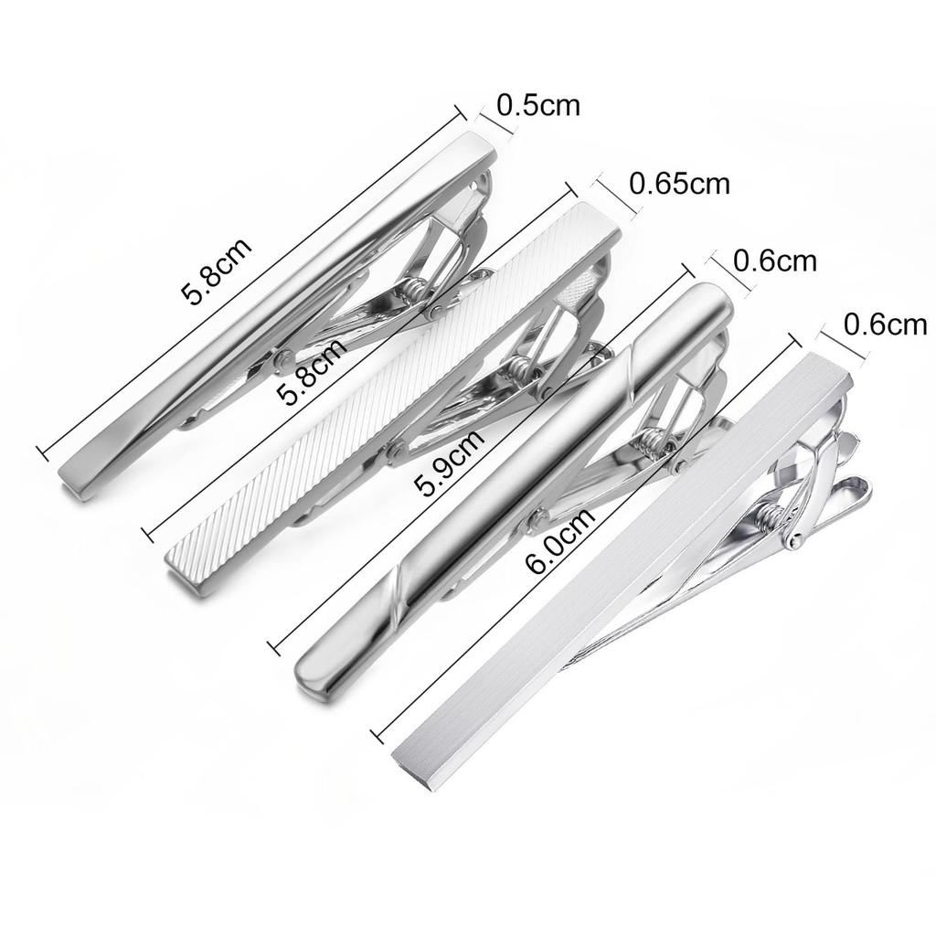 yoursfs Tie Clip Set for Men, silver, 4 Pieces