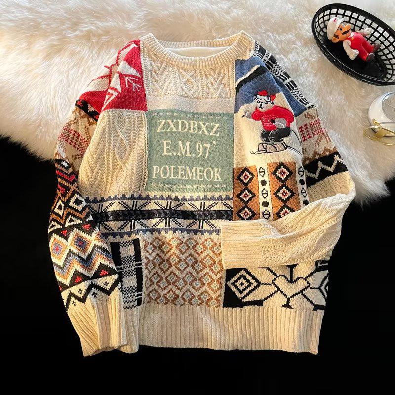 Модный новогодний красный рождественский свитер: Плюс бархатное утолщенное трикотажное пальто