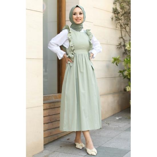 Frilly Laced Hijab Dress Casual Confort Gilet