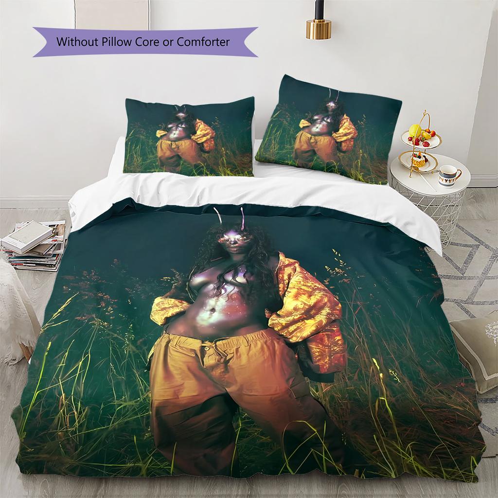 SZA Pattern Bedding Quilt Set Quilt Cover Pillowcase Home Decoration Birthday Gift (1 * duvet cover + 2 * pillowcase, without core)