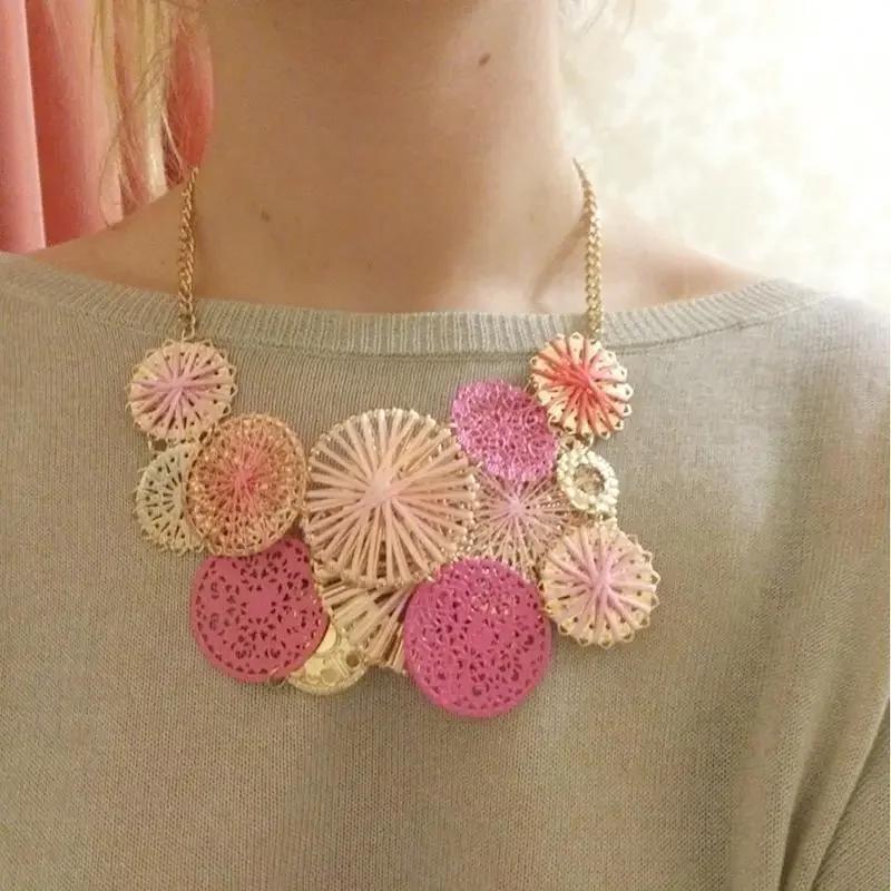 Women Fashion Flowers Choker Necklace Women Color Multicolor Bohemian Boho Collar Colorful Blue Big Necklace Jewerly Gift