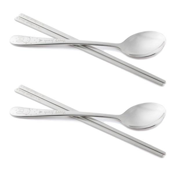 ZEN Living Zen Zen Stainless Steel Happy Rabbit Cutlery Set, Silver, 2 Sets