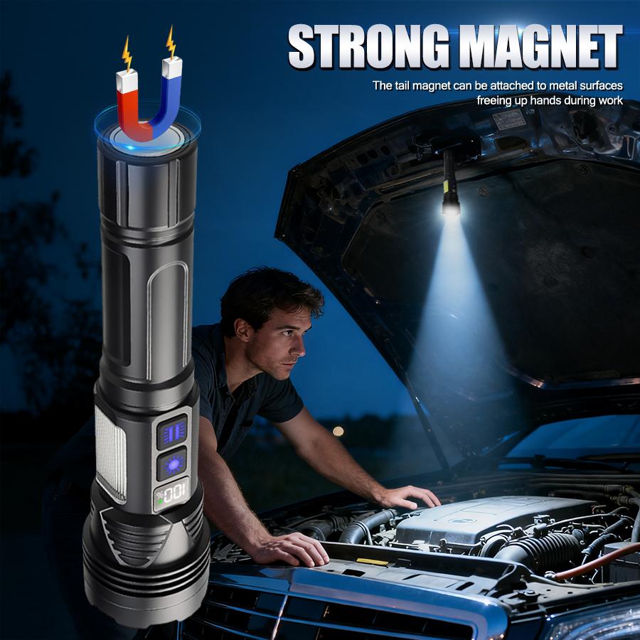 Portable RGB Led Flashlight Rechargeable Zoomable Torch Strong Light 11 Mode Tactical Lamp for Camping Fishing Emergency Lantern