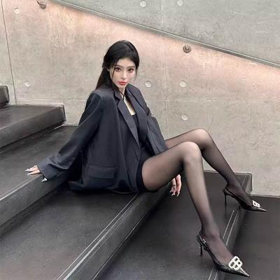 Новые летние туфли-лодочки с острым носком, черные туфли на высоком каблуке, сексуальная задняя часть с вырезом, сандалии-стилетто для женщин