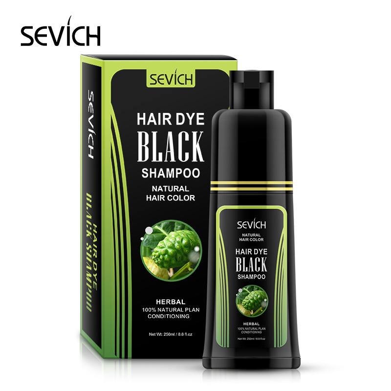 SEVICH Natural Noni Plant Essence Instant Black Hair Dye Shampoo 250ml Hair Color Dye