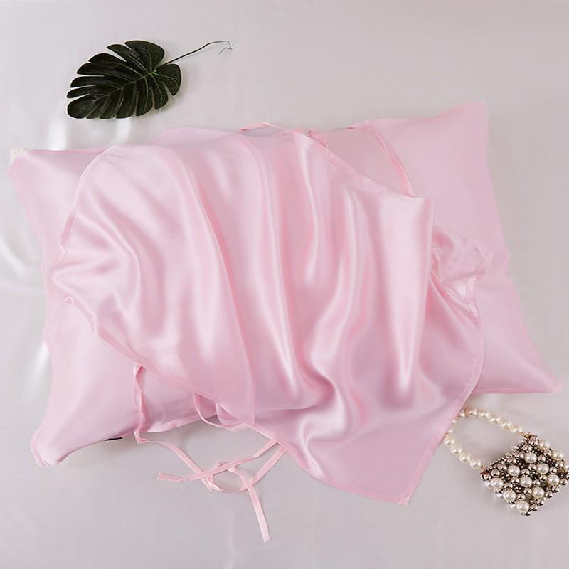 6A Grade 100% Mulberry Silk Pillowcase Pair 50x74cm With Tie Travel Single Use