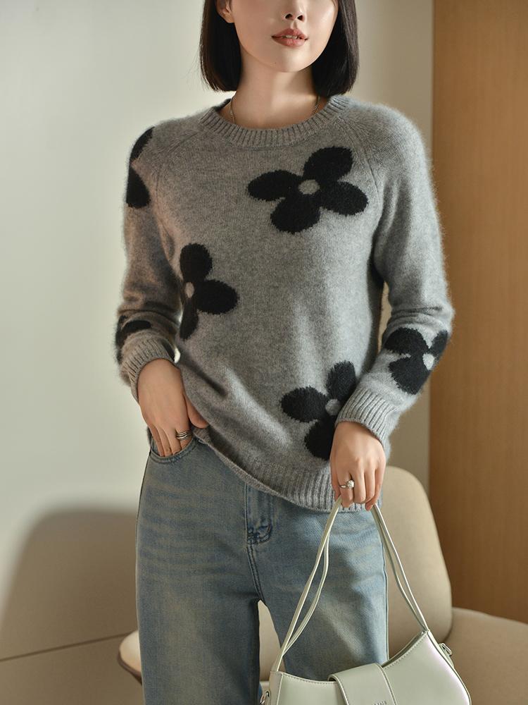 Женский кашемировый свитер Qinghe Cashmere 30% Кашемир 70% Шерсть Осенне-зимний кашемировый пуловер Мягкий и теплый