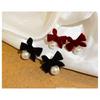 ribbon earrings pearl 2 pieces for both ears Smaller cute black ribbon bow knot birthday present invited party Affordable price trend accessories