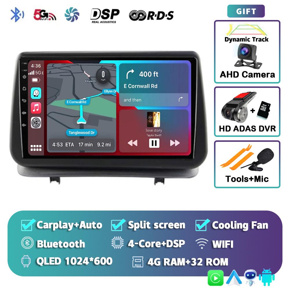 Android 14 Carplay Auto для Renault Clio 3 CLIO 3 2005 - 2014 Автомобильное радио Мультимедиа Навигация GPS Плеер Стерео WiFi+4G BT DSP