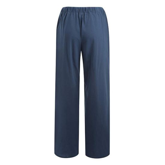 Женские длинные брюки с эластичной резинкой и высокой талией, широкие брюки, однотонные, повседневные, свободного кроя, летние струящиеся брюки