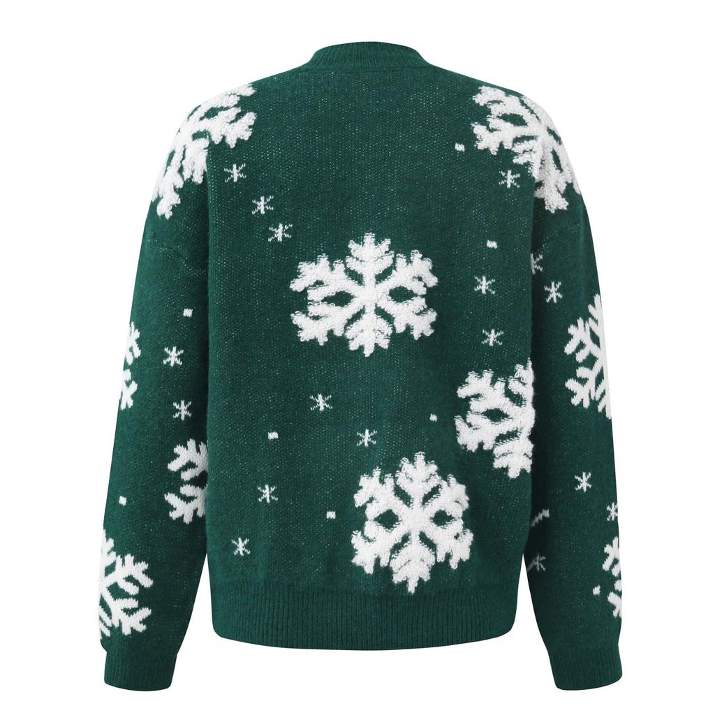 Женский модный рождественский свитер, свитер с длинным рукавом и высоким воротником