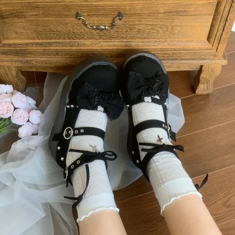 Круглый носок на толстой подошве JK Lolita Mary Jane милые женские туфли с бантом милые простые удобные универсальные повседневные мокасины