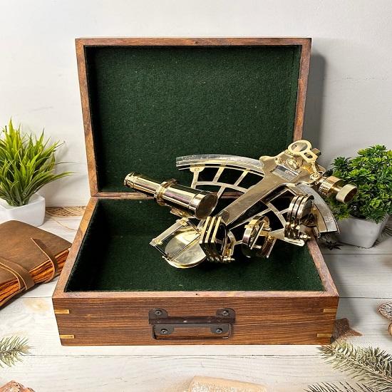 Full Brass Nautical Sextant,  Working , Marine Astrolabe Working Navigational Navy Instrument Sextant, Marine Gift, Gift For Dad