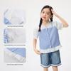 Girls' Plaid Ruffle Puff Sleeve Faux Two-Piece Top