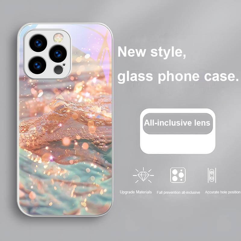 Красочные Волны Синие Для IPhone 16 Plus 15 14 13 12 Mini 11 Pro Max X XS XR 7 8 Plus 2022 Закаленное Стекло Чехол для Телефона