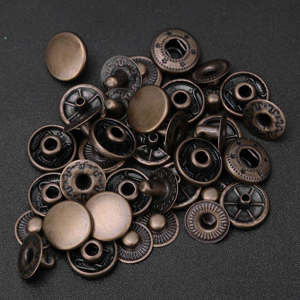 50 set Pure Brass Snap Buttons Round Button Cloth Luggage Decoration Tool(12.5mm Bronze)