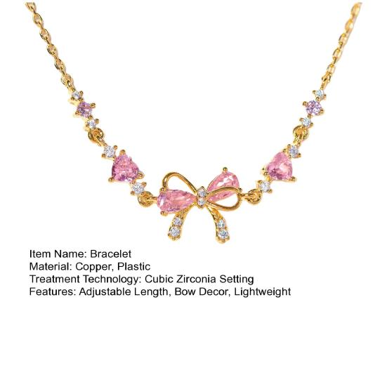 Женский браслет в форме сердца и цветка с кубическим цирконием, регулируемая длина, подарок на день рождения, праздник, годовщину, браслет на запястье, женские украшения