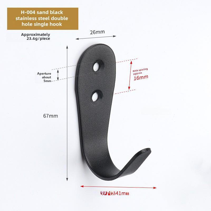 Black Stainless Steel Wall-Mounted Clothes Hook for Bathroom, Kitchen, or Door
