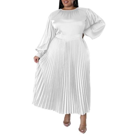 Женское платье с круглым вырезом и рукавами-фонариками, большого размера, макси-платье с высокой талией