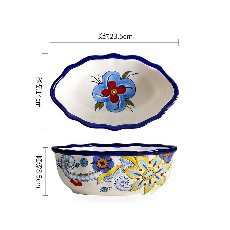 Creative Hand-painted Ceramic Bowl Irregular Salad Bowl Dessert Bowl Fruit Bowls Thick Soup Bowls Restaurant Specialty Tableware