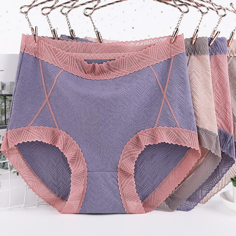 Women's 6XL Plus Size Underpants Luxury Pure Cotton Lace Panties High Waisted Cotton Crotch Women Underwear