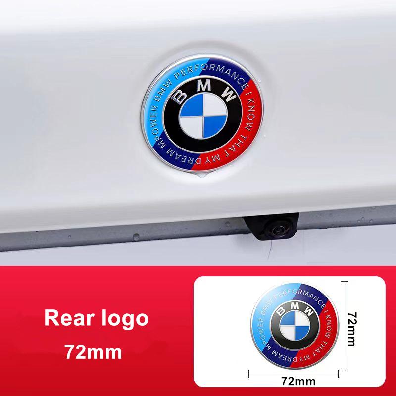 BABC1 For BMW Front Hood Emblem For BMW 50th Anniversary Logo 81mm+Rear Badge 74mm+Wheel Hub Cap 68mm+56mm Steering Wheel Sticker 46mm