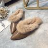 Модные мягкие меховые полутапочки женские 2024 осень зима искусственная кожа квадратный каблук теплые плюшевые тапочки женские плоские мюли из искусственного меха шлепанцы обувь