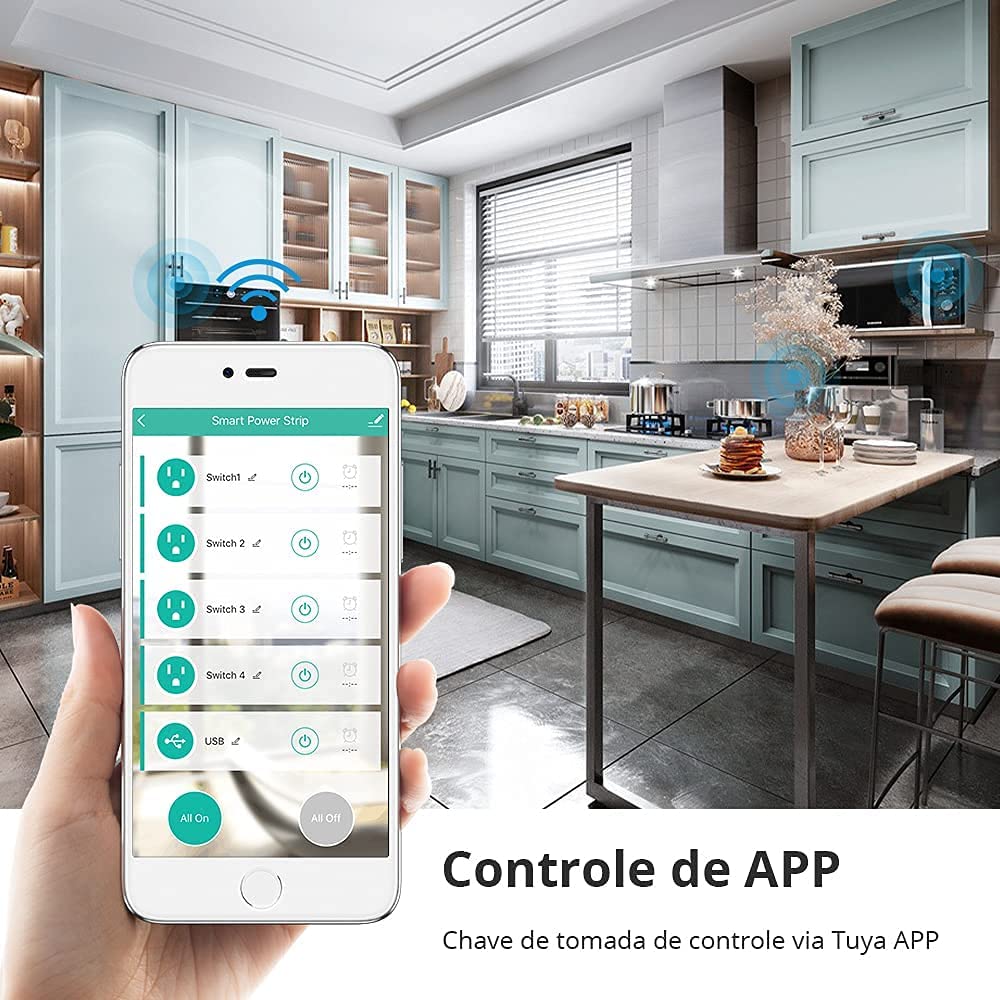 8 портов WiFi Tuya Smart Brazil Power Plug 4 розетки 4 USB-разъема для зарядки Alexa Google Home Voice Assistant Одиночный таймер