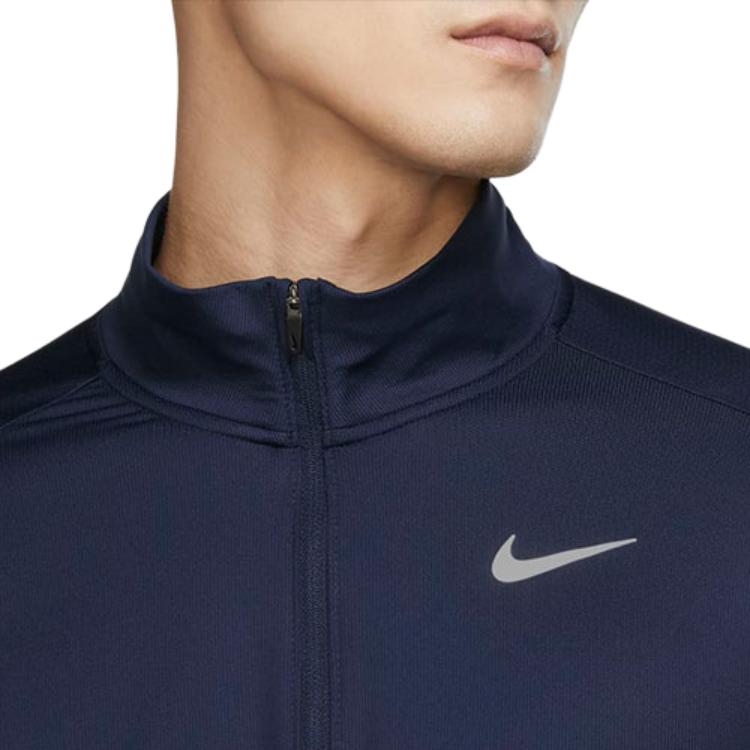 Nike Мужская футболка с молнией на половину Dri-FIT для бега и фитнеса Топы Обсидиан CU6074-451