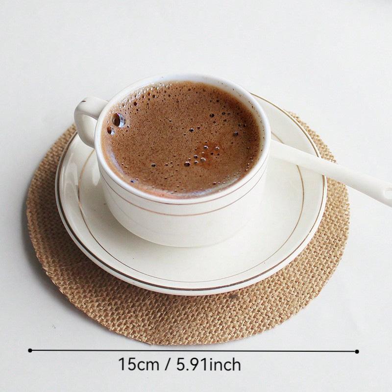 11Cm jute woven placemat pastoral table mat cotton and linen dining table insulation mat shooting props home decoration