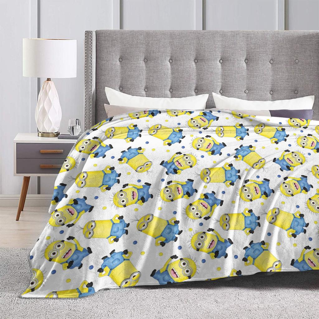 M-Minions Cartoon Christmas Flannel Blanket Warm Throw Blanket for Outdoor Travel Comfortable Bedspread Sofa Bed Cover