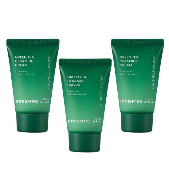 Innisfree Green Tea Ceramide Cream Tube Deep Hydration & Skin Barrier Care 50ml × 3