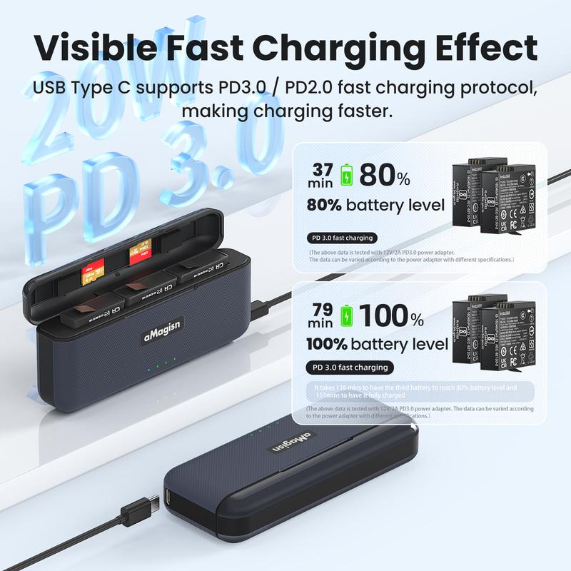 For Insta 360 Ace Pro 2 Battery Charger Intelligent 3-Way Charging Case Fast Charger Hub for Insta360 Ace Pro 2 Accessory