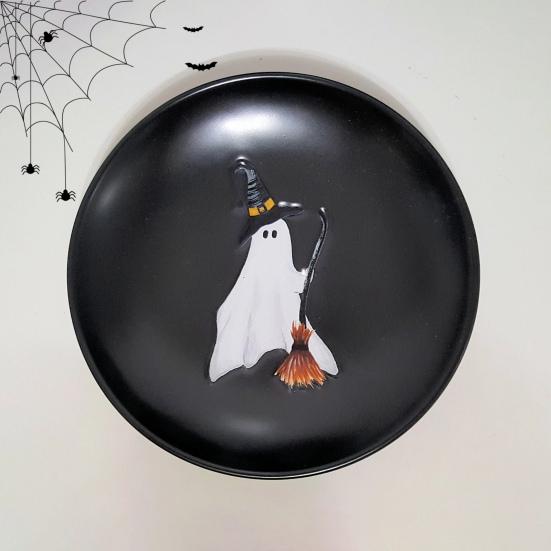 Хэллоуин Тарелка Призрак 7 дюймов Многоразовая Пластиковая Тарелка Призрак Круглая Столовая Посуда для Ужина Десерта для Угощения или Жизни Принадлежности для Вечеринки на Хэллоуин