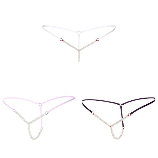 Women Sexy Faux Pearl String Massage Underwear Briefs Thongs G-String Knickers