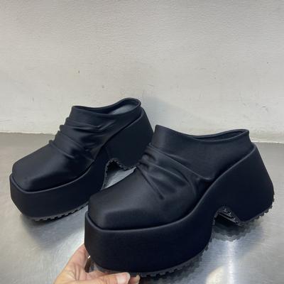 Мода Мода Женские тапочки Лето Платформа Женские танкетки Пип-то слайды Женские Однотонные Женские Повседневная уличная обувь Женские