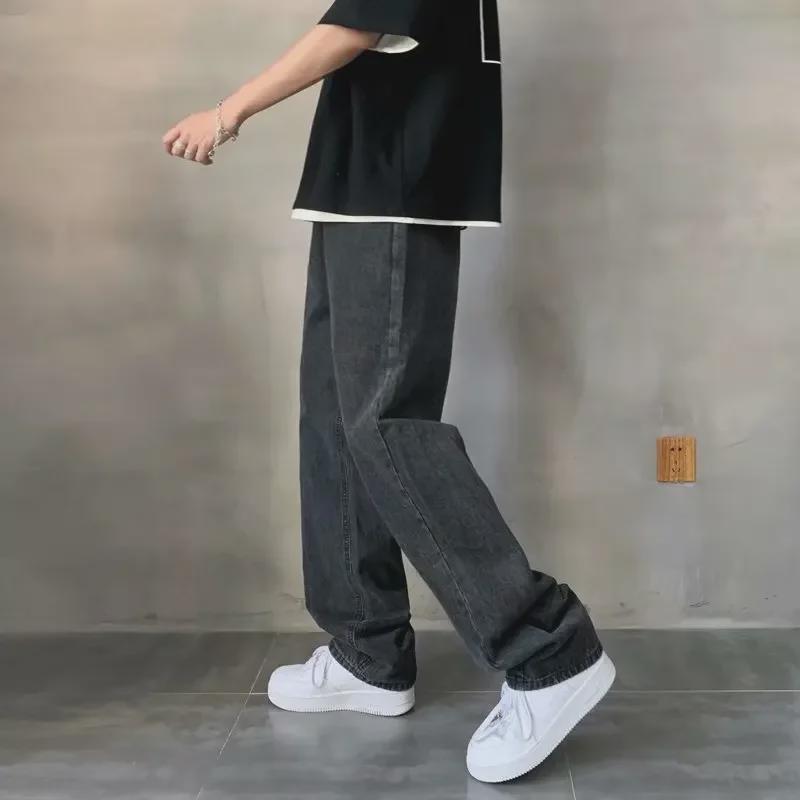 Мужские свободные повседневные джинсы Nine-Point в гонконгском стиле с широкими штанинами