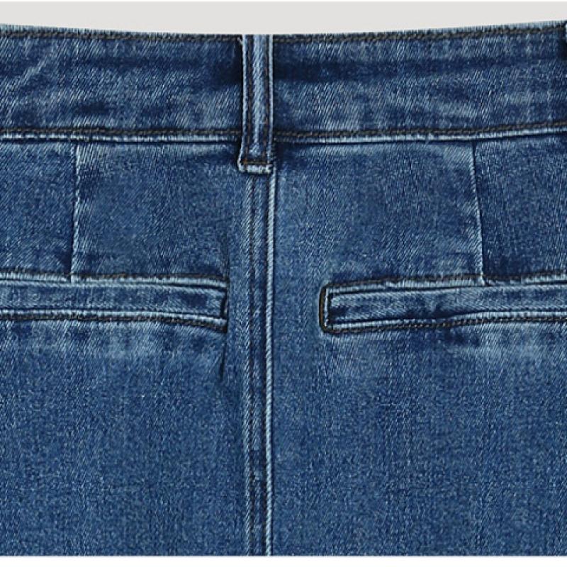 [shs Miss] Расклешенная джинсовая юбка миди Ssmsko12020