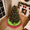 Red And Green Christmas Tree Skirt Furry Plush Christmas Tree Skirts Holiday Glittering Dot Mat Faux Round Carpet For Home Xmas Party Decor