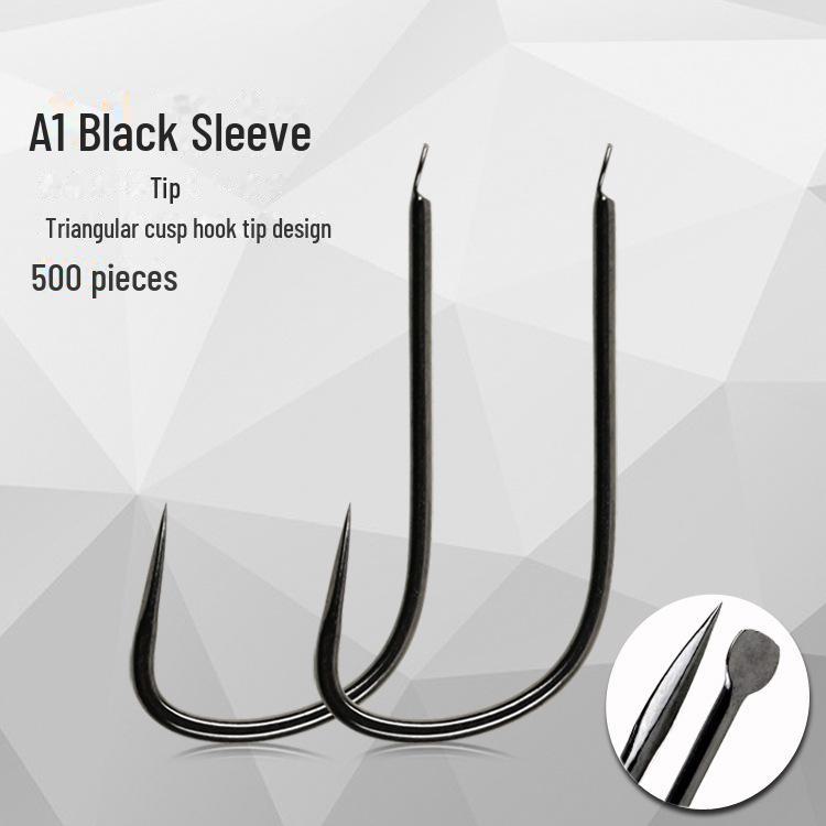 Super Sharp Barbless Black Sleeve Fish Hook for Tilapia Fishing